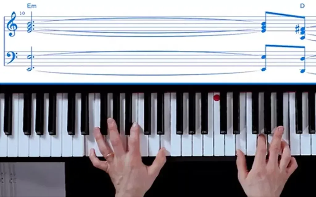 Position de la main gauche au piano pour jouer des octaves