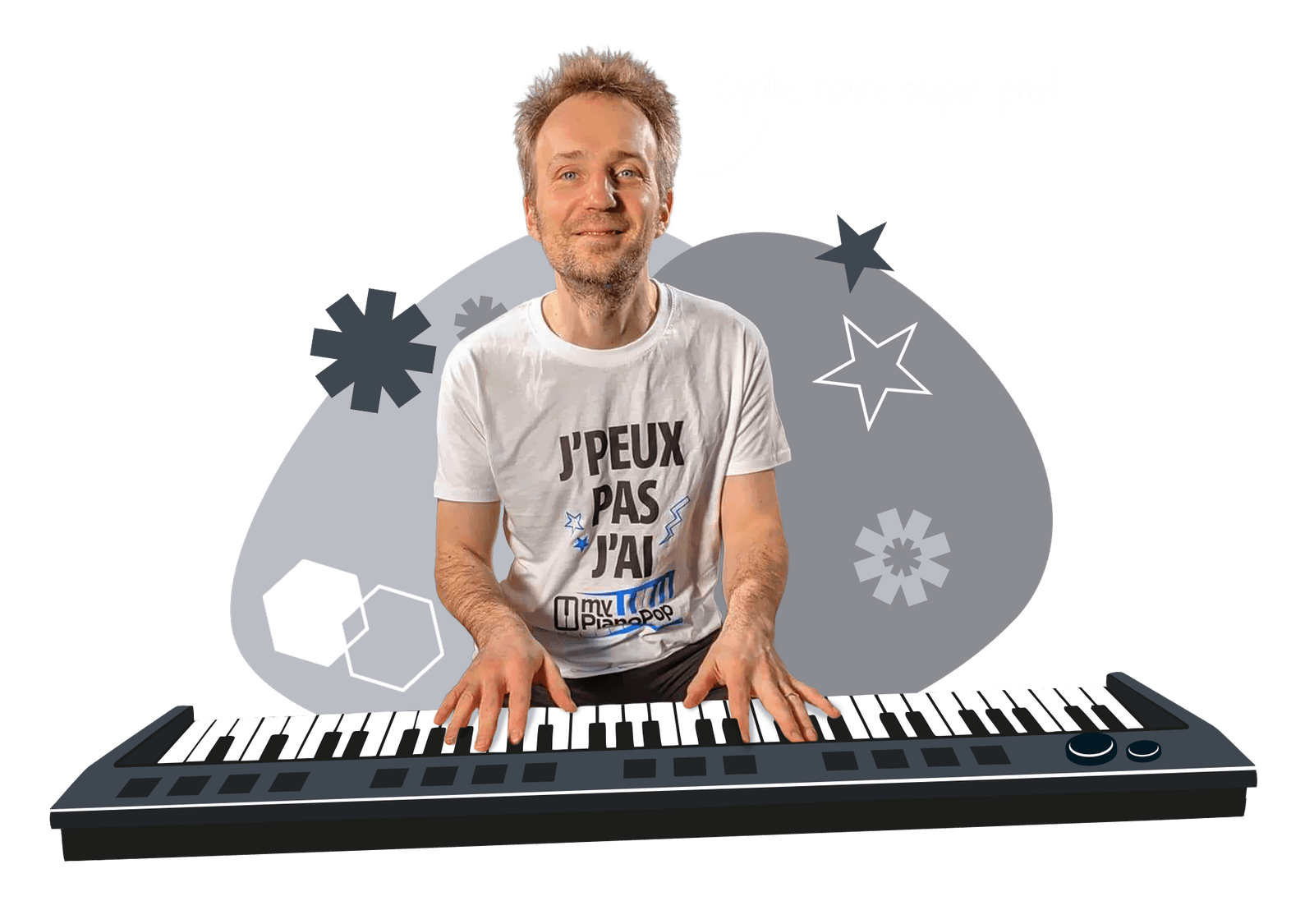 Cyrille, professeur en chef, au piano